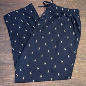 Polo Ralph Lauren Men's 1X Navy Blue All Over Pony Logo Pajama Lounge Pants
